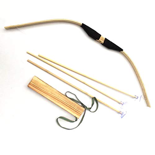 siwetg Juego de Arco y Flecha de bambú, Juego de Juguete de Arco Verde para Cosplay, Deportes al Aire Libre, Juguete de Regalo para niños, 60, A