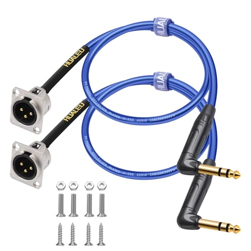 Câble traversant XLR mâle 3 broches vers panneau de brassage TRS coudé