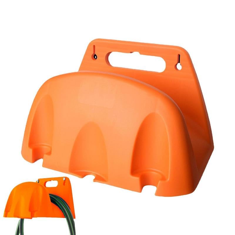 Garden Hose Holder, Decorative Hose Butler Sturdy Water Hose Rack, Durable Wall Hose Hanger, Hose Reel for Outside Yard, Garage, Storage Organizer (Orange)