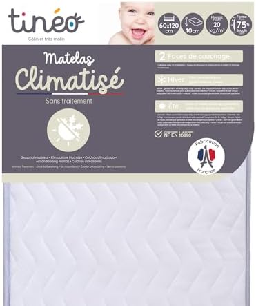 Tinéo - Matelas Climatisé 60x120x10cm - Matelas Bébé - Climatisé ...