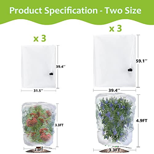 6 Packs Fruit Tree Netting, 3.3 X 4.9 Ft + 2.6 X 3.3 Ft Garden Netting Pest Barrier, Blueberry Netting, Garden Mesh Netting With Drawstring, Plant Netting, Insect Netting, Bird Netting, Tomato Netting #TOP1