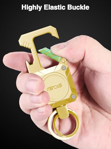 Image of Miroddi Keychain Tracker, Men's Key Chain Works with Find My(iOS Only), Heavy Duty Keychain Carabiner Bottle Opener, Car Key Chains with Finder, Anti-lost Keyrings Tracker, Rechargeable, Gold