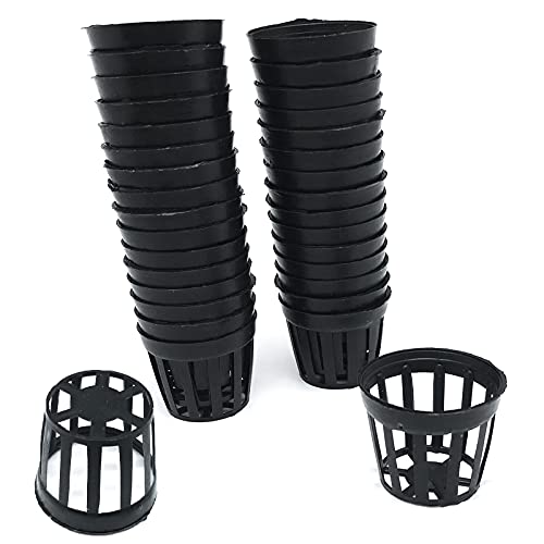 50 cestas de plástico para plantas acuáticas, macetas de malla ranuradas, cesta redonda para plantas hidropónicas (negro, tamaño pequeño)