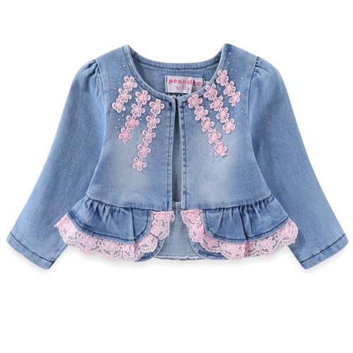 Image of Peacolate 6M-4Years Spring Fall Baby Girls Clothing Set 3pcs Long Sleeve Dress Denim Jacket and Jeans