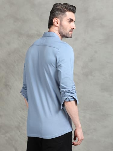 Image of StitchX Men's Cotton Regular Fit Full Sleeve Solid Knitted Shirt