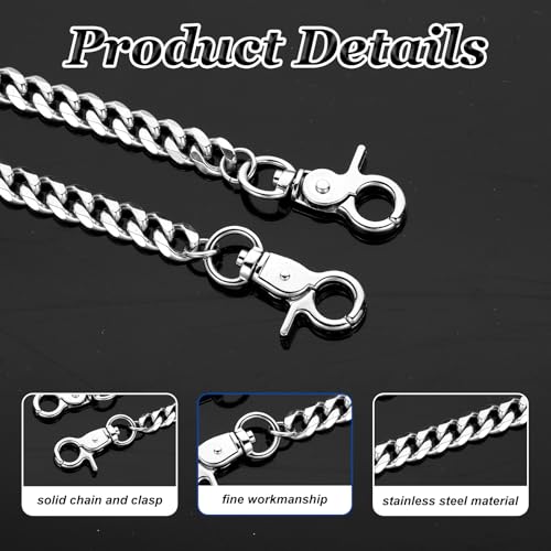 Image of Grevosea Pants Chain for Men Women, Heavy Duty Metal Keychain Punk Wallet Chains Purse Chain for Jeans Belt Clothing Goth Accessories