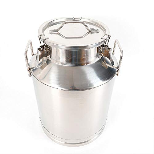 MhdunueSK 50L/13.2Gallon Stainless Steel Milk Can, Wine Pail Bucket with Sealed Lid, Oil Liquid Grain Storage Barrel, Heavy Duty Milk Jug, Silicone Sealed