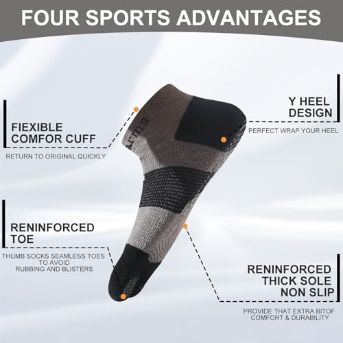 Wildarms Compression Tabi Socks Sports Anti Slip Grip Pads Athletic Socks Running Hiking with Cushion Men Women 3 Pair2