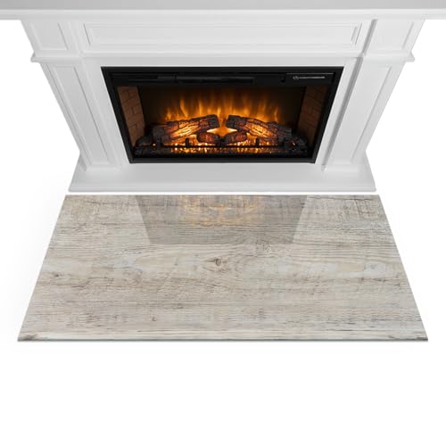 Protector de suelo para chimenea de vidrio 100x50 cm que decora salones rústicos 4