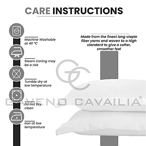 GC GAVENO CAVAILIA 200 Thread Count Double Bed Sheets Fitted- 100% Egyptian Cotton Fitted Sheet- Easy Care Bottom Sheet- White - Image 4