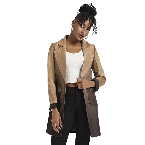 Buy PINACOLADA Women's Brown Ombre Long Coat With Flap Pocket For