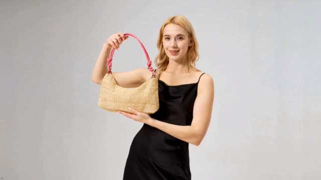 Bolso tote de paja tejida para verano y playa, estilo hobo con asas de cuerda de PU, sin forro miniatura 7