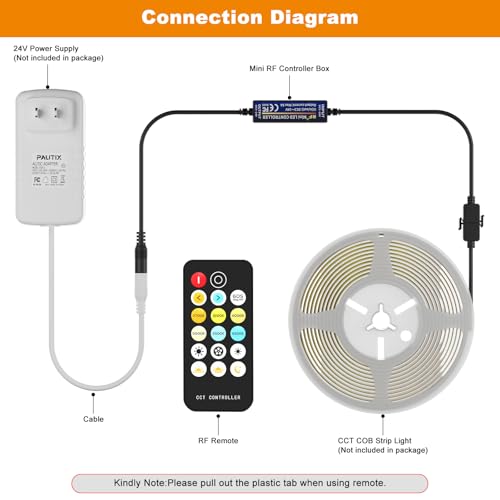 Image of RF Remote Dimmer for PAUTIX CCT Tunable COB LED Strip Lights,17-Key Wireless Remote and Controller DC 5-24V for CCT COB LED Tape Lights,Timer Function
