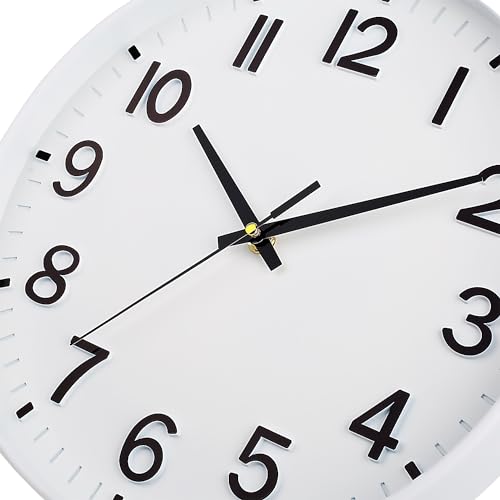 Image of HZDHCLH White Wall Clocks Battery Operated 12 inch Silent Non Ticking Modern Wall Clock for Living Room Bedroom Kitchen Office Decor