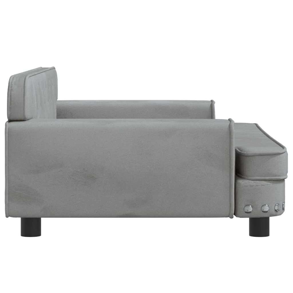 vidaXL Cama para Perro, Sofá para Mascotas con Marco de Madera, Cesta para Cachorros Casa Interior, Gris Claro 90x53x30 cm Terciopelo