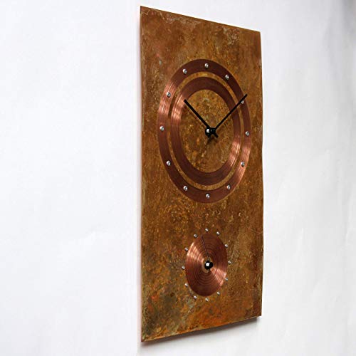 Inthetime 20-Inch Copper Wall Clock Rectangular Large Silent Non-Ticking Unique Handmade - 7Th Wedding Anniversary Gift Idea Rustic Farmhouse Native American Southwest Home Kitchen Art Decor (Large) #TOP3