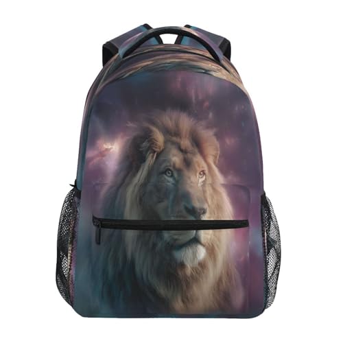 Lion Nebula Space Backpack for School Boys Girls Adults Kids Bookbag Laptop Bag 18L