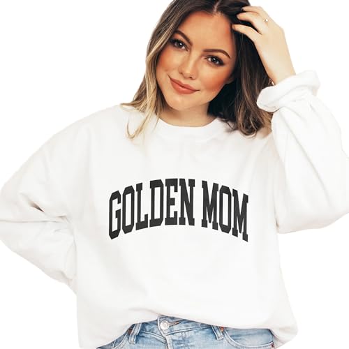 Golden Mom Varsity Sweatshirt, Cute Golden Retriever Pet Parent Sweater, Golden Dog Mom Gift, Dog Lover Shirt, Unisex Womens Crewneck Sweatshirt2