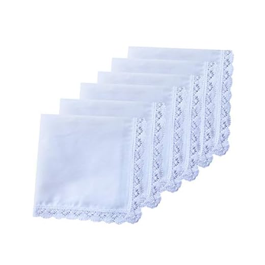 COCOUSM New Ladies White Cotton Handkerchiefs Crochet Lace Hanky -30cm