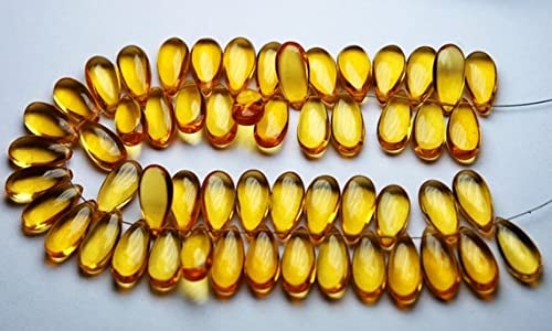 Quartz jaune pour boucles d'oreilles briolette 15x7mm, paires calibrées création LKBEADS