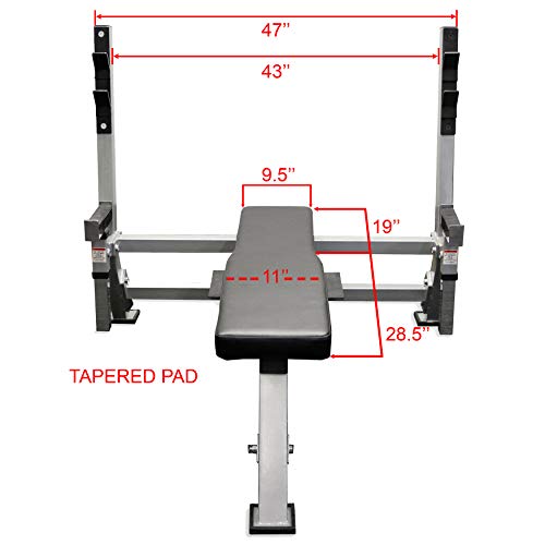 Valor Fitness BF-48 Olympic Weight Bench Press Station with Adjustable Safety Catches and Spotter Stand