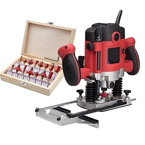 Fresadora para Madera, Recortadora de enrutador eléctrico for carpintería de 1500W, fresadora de madera, máquina ranuradora de grabado, carpintería tallada a mano con cortador de fresado