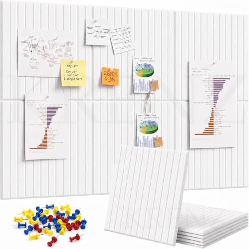 Image of KRENZ Self Adhesive Bulletin Notice Board (30 X 30 Cm) with Drawing Pins List Board for Wall Vision Board for Manifestation Wall Boards Message Board for Office School Collage (6, White Line)