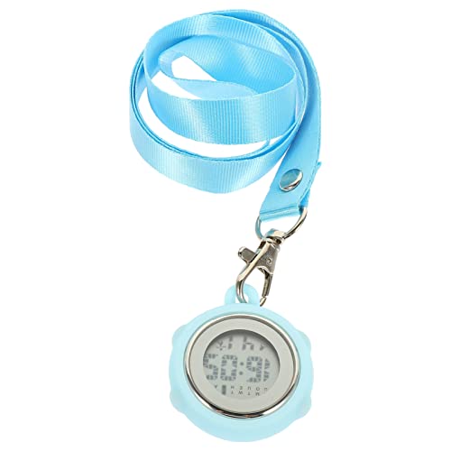 Mipcase Krankenschwester Uhr Digital Taschenuhr Leuchtend Blau Silikon Hülle Lanyard Arzt Fob Uhr Karabiner Umhängeuhr Kitteluhr Werkzeug für Ärzte Krankenschwestern Sanitäter Krankenpfleger Cover
