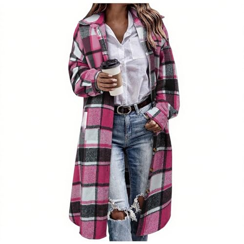 Longue chemise en flanelle à carreaux femme veste boutonnée surdimensionnée chaude confortable