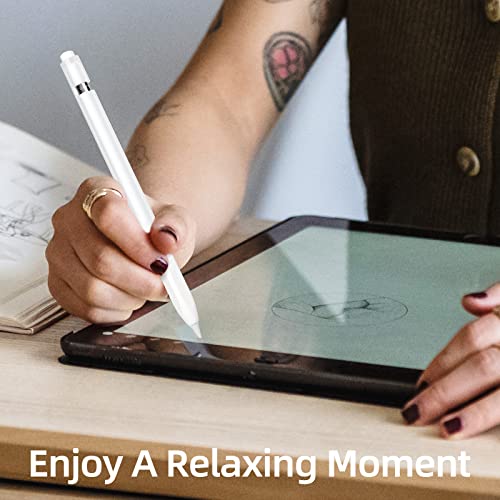 Image of Compatible with Apple Pencil 1st Generation Case, Non-Slip Silicone Case, [with 10 Silicone Nib Sleeves] for Apple Pencil 1st Generation. (White)