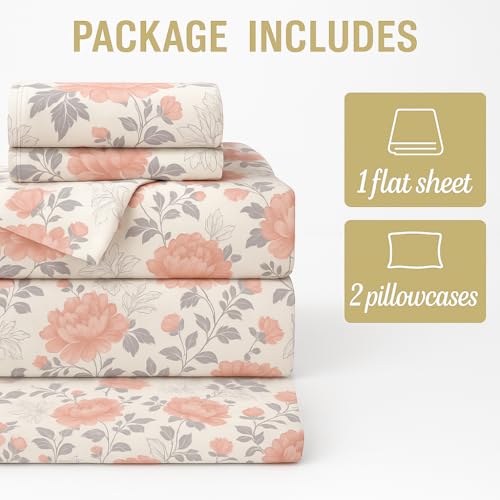 Image of Cottington Lane Bhoomi Impex Blush Petals King Bedsheet - Soft, Breathable, Wrinkle-Free, 102x108 Inches with 2 Pillow Covers
