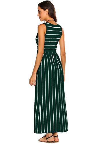Image of Hount Women's Summer Sleeveless Striped Flowy Casual Long Maxi Dress with Pockets