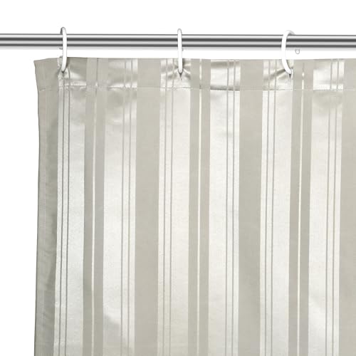 Image of Encasa XO Waterproof Shower Curtain for Bathroom 6 x 6 feet(183x183 cm), Anti-Fungal Polyester Washroom Curtain with 12 Hooks, Wet & Dry Partition Toilet Curtains Stripe Grey