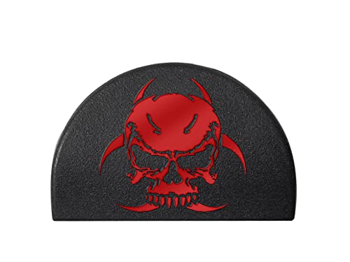 NDZ Performance JP1 Grip Plug for Glock 17 19 21 22 23 24 31 32 34 35 38 Gen 1-3 in 9mm .40 .357 10mm .45 ACP Color Filled Laser Engraved in Red - Skull Biohazard 1