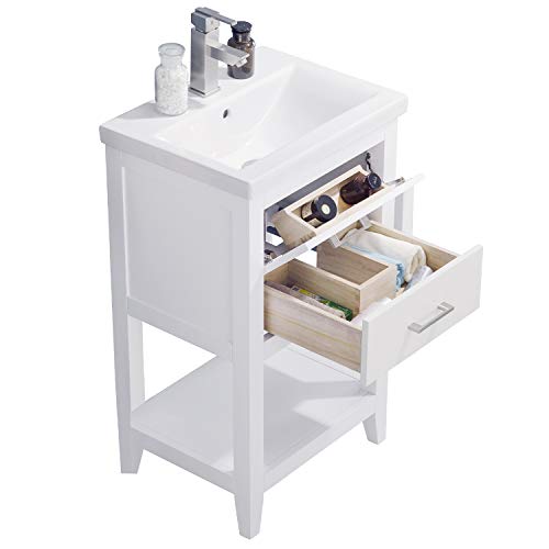 Luca Kitchen & Bath Lc20Fwp Dublin 20" Bathroom Vanity Set In White With Integrated Porcelain Top #TOP2
