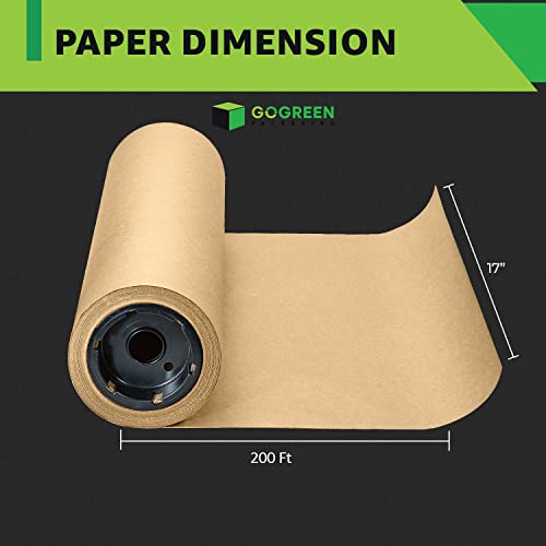 Brown Kraft Paper Roll 17" X 2400" (200 Ft) For Construction And Packing, Shipping, Wrapping,& Crafting, 100 Recycled Brown Paper Roll, Made In Usa. #TOP1