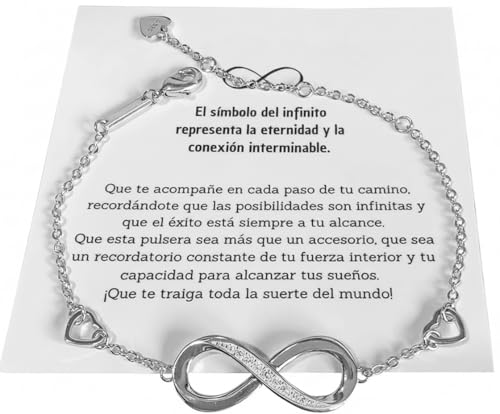 Pulsera Infinito Mujer Plata de Ley 925 con Circonitas – Tendencia y Joya Elegante – Regalo Original para Novia, Madre, Amiga o Hermana – Incluye Caja de Regalo, Bolsa y Tarjeta