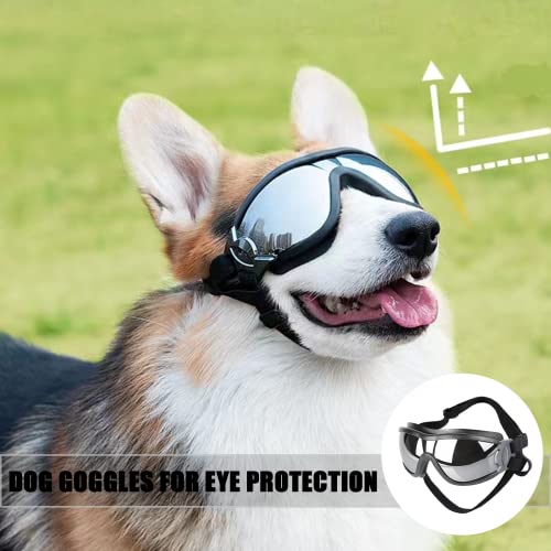 UV-Schutzbrille für Hunde; Einstellbar Hunde Sonnenbrille; Hundebrille Schützen Sie die Augen Ihres Hundes; Schutzbrille Wasserdicht Winddicht Antibeschlagbrille Augenschutz für Groß/Mittel Hund