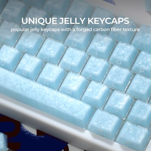 Image of GMKWTL XVX Frost Jelly Keycaps, Forged Carbon-Look Keyboard Keycaps, Cherry Profile 126 Keys Keycap Sets for Mechanical Keyboard with MX Switches(Blue)