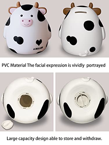 Cow Piggy Bank,Kids Coin Piggy Bank Toy,Cute Animal Money Bank Toys Large Capacity Money Piggy Banks With Opening,Plastic Coin Bank Birthday For Boys Girls,Coin Saving Boxes (White) #TOP4