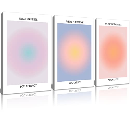Framed 3Pcs Abstract Wall Art Poster Room Aesthetics Spiritual Spiritual Gradual Affirmation Canvas Wall Decoration Positive Energy Inspirational Wall Art Bathroom Living Room Apartment 12x16Inch