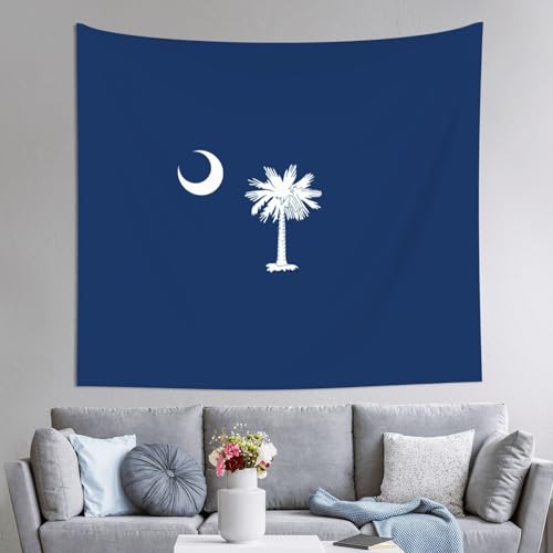 Tapiz grande de 152 x 130 cm con bandera de Carolina del Sur, decoración de pared para dormitorio
