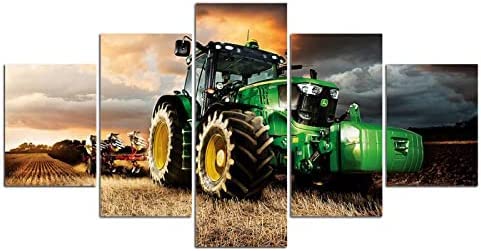 Cuadros En Lienzo Decoración Del Hogar Arte De Pared 5 Piezas Paisaje De Tractor De Granja Pinturas Hd Impresiones Pósters Para Sala De Estar Dormitorio Comedor Oficina Niños Habitación Mural De Pare