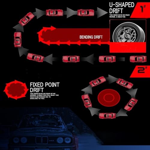 Image of 1:16 RC Drift Car - 30KM /H High Speed 4WD Remote Control Car with LED Lights, 2.4GHz Racing Vehicle, 4 Drift Wheels, Rechargeable Battery - Red Toy Gift for Boys, Girls, Kids