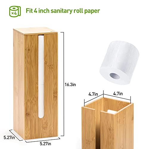 Pyinruoli Toilet Paper Storage Stand,Wooden Toilet Paper Rack For Bathroom Toilet Paper Storage,Bamboo Bathroom Organiser With Lid,Spare Organizer Could Hold 4 Rolls Of Toilet Paper #TOP1