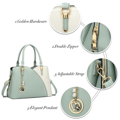 Image of KKXIU Triple Compartments Purses and Handbags for Women Fashion Ladies Satchel Shoulder Top Handle Bag