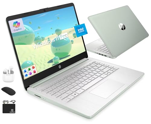 Image of HP Ultrabook 14 Laptop Computer Business Study & Home 2025, Lifetime MS Office + Windows 11 Pro, Quad-Core Intel CPU, 16GB RAM & 628GB Storage (128GB UFS+500GB Ext), Wi-Fi 6, HubxcelAccessory, Geeen