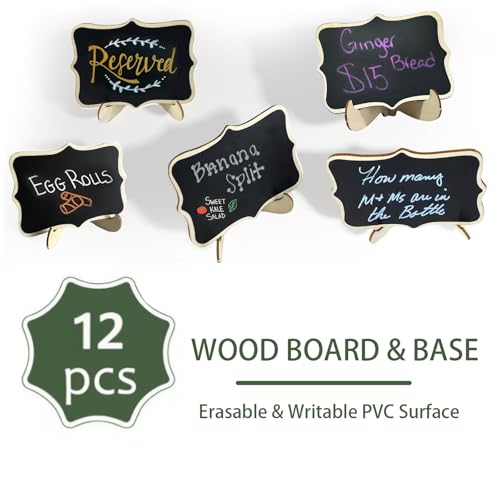 image for Bayfurui 12pcs Mini Chalkboard Signs with Stand,Food Labels for Party 
