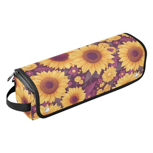 Bolsa de viaje para herramientas de cabello con diseño girasol resplandeciente, con base resistente al calor para planchas, alaciadoras y rizadores, portátil para mujer