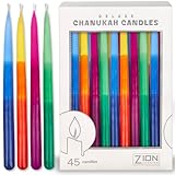 Zion Judaica Hanukkah Candles Hand Made Tri Color Tone Deluxe 5.5